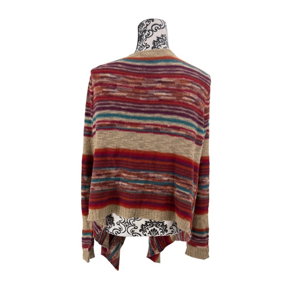 Boho Y2K Stripe Waterfall Cardigan Open Front Drape Knit Sweater Women’s Large - Picture 5 of 11